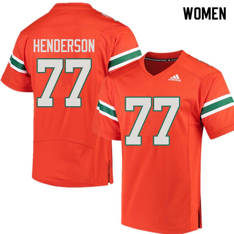 Women Miami Hurricanes #77 Seantrel Henderson College Football Jerseys Sale-Orange